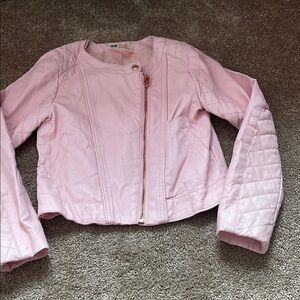 H&M kids 7-8yo Pink Leather Jacket with Quilted Design